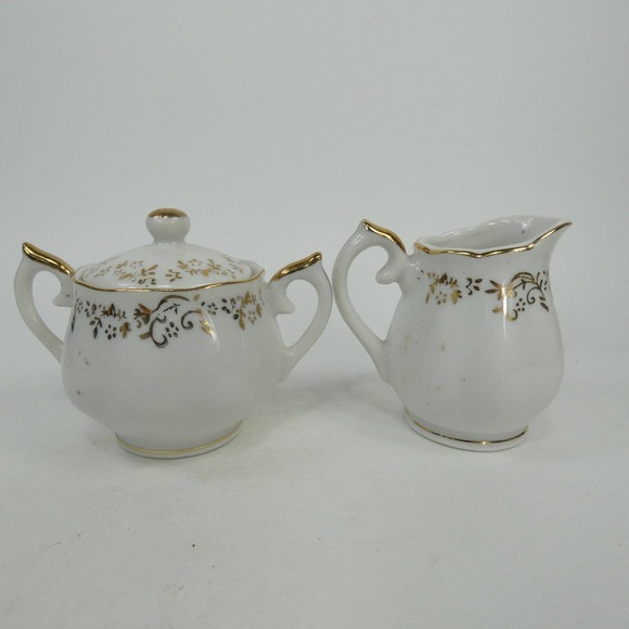 Norcrest Fine China Golden 50th Anniversary Sugar Bowl & Creamer AB689 ABJFB - Picture 4 of 7